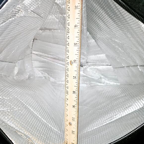 Jumbo Tote Insulated Black and Blue Zippered Shoulder Carryall Bag with Diamond - Picture 11 of 16